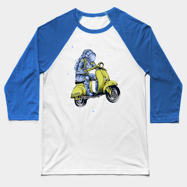 Astronaut Scooter Space Baseball T-Shirt by arfpmbd